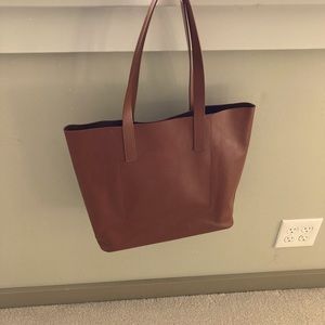 Everlane leather bag (the day square tote) in cognac